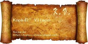 Kopkó Vilmos névjegykártya